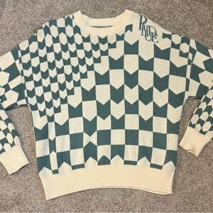 Rhude Cream and Teal Knit Sweater
